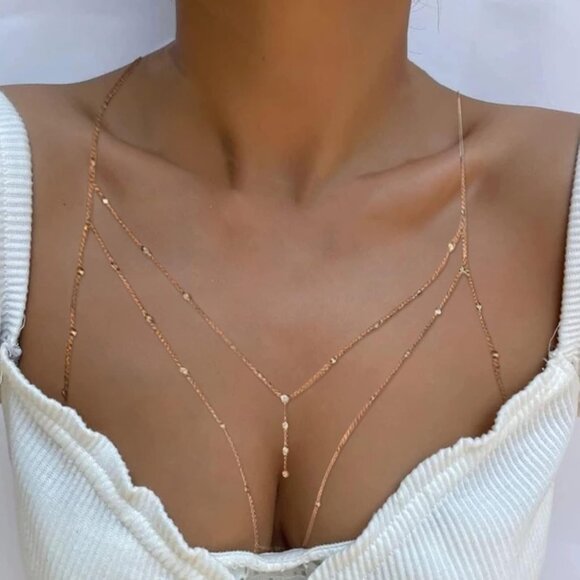 Body Chains for Women Layered Crystal Bra Waist Chain Beach Jewelry Boho Sexy - Picture 5 of 7